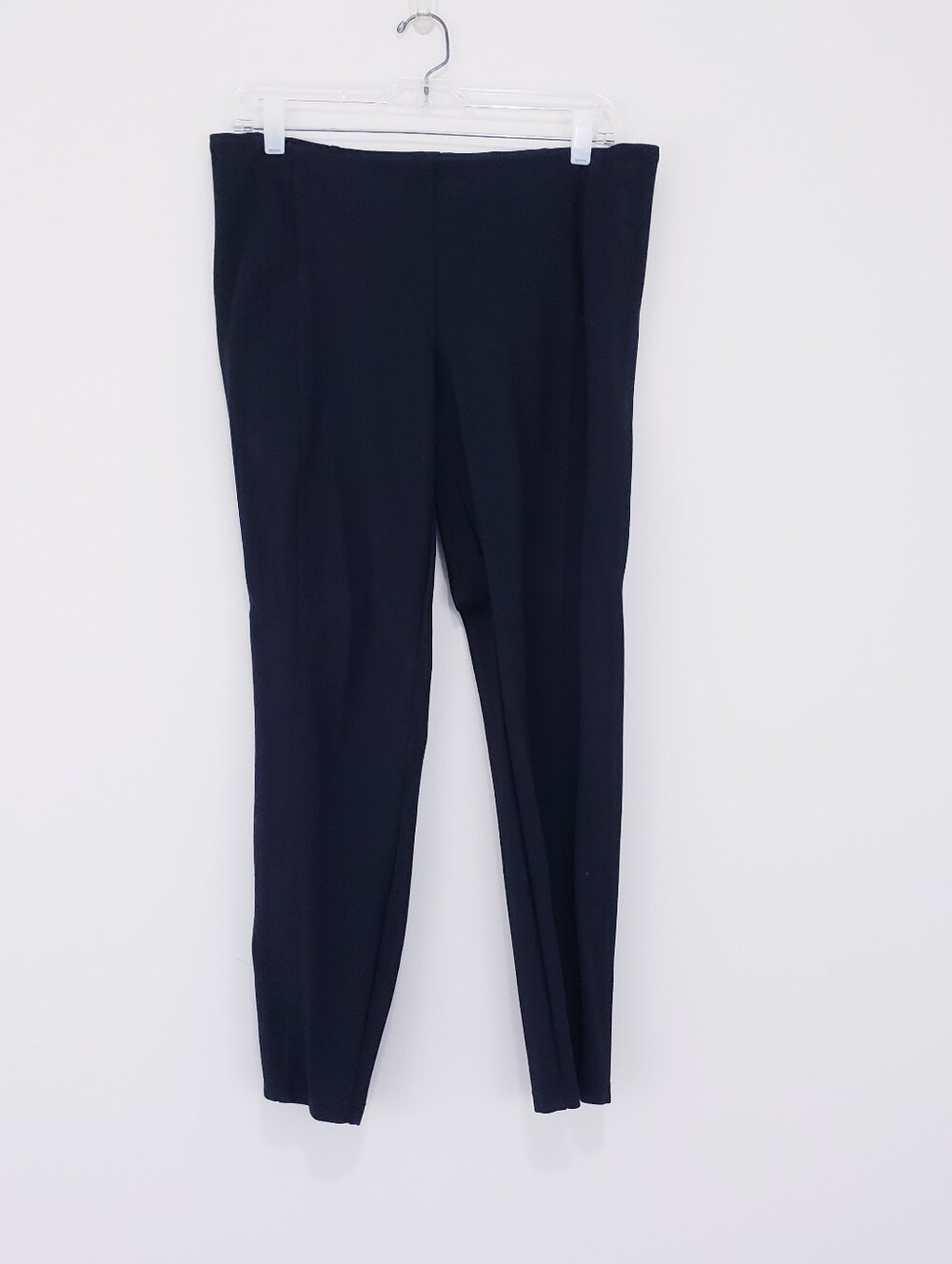 Rachel Zoe Black Ponte Knit Seamed Pants Straight Leg Trousers Stretch Slim 12